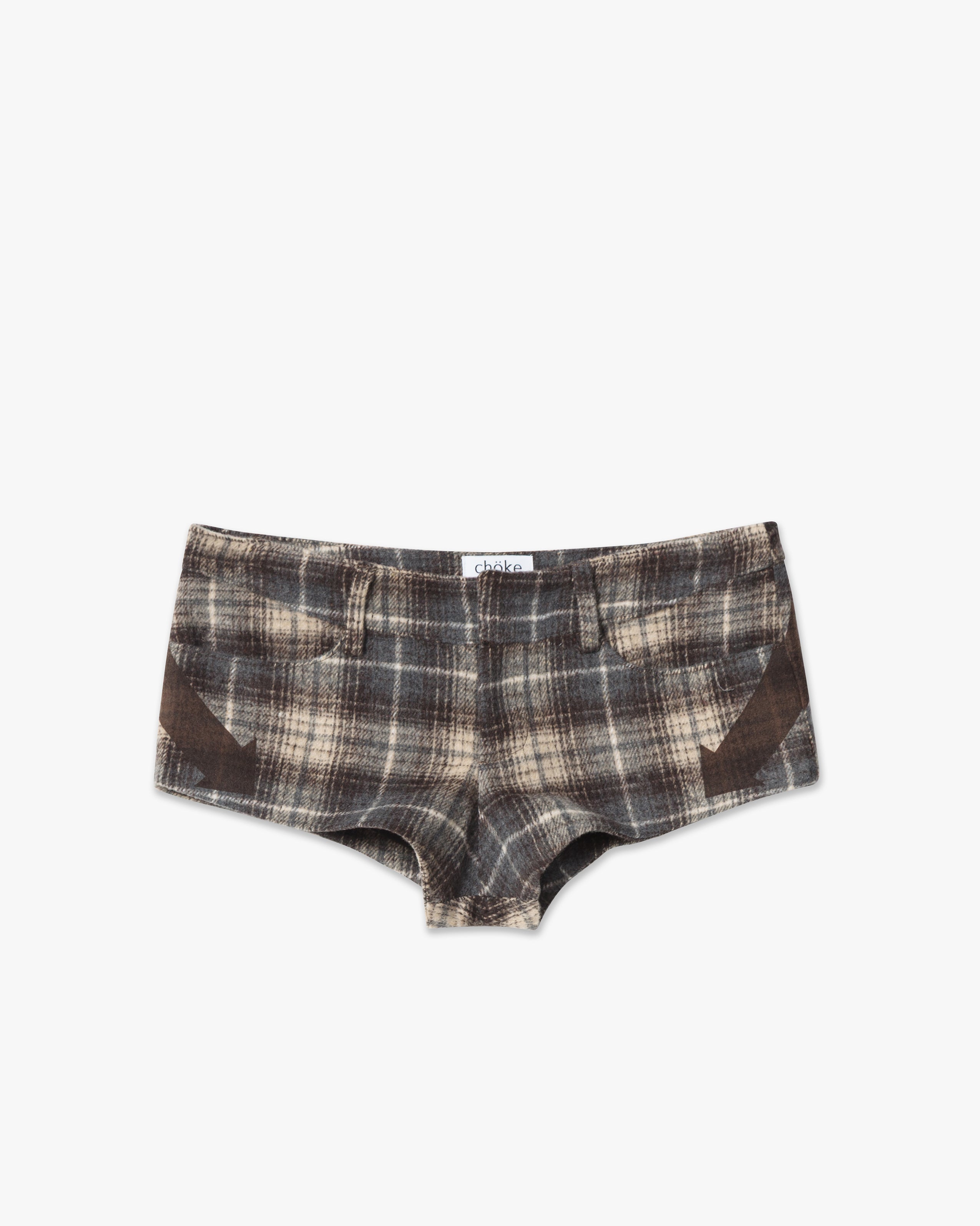star print plaid wool shorts