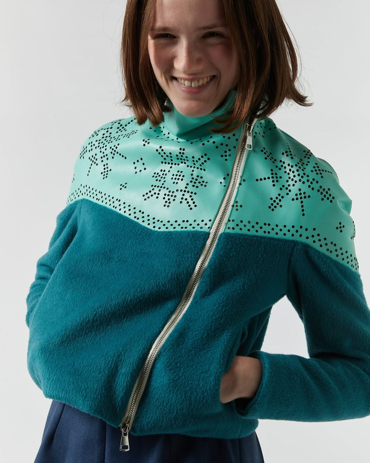 chöke Nordic Leather Jacket in teal