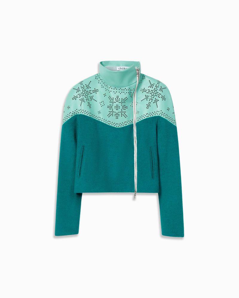 chöke Nordic Leather Jacket in teal