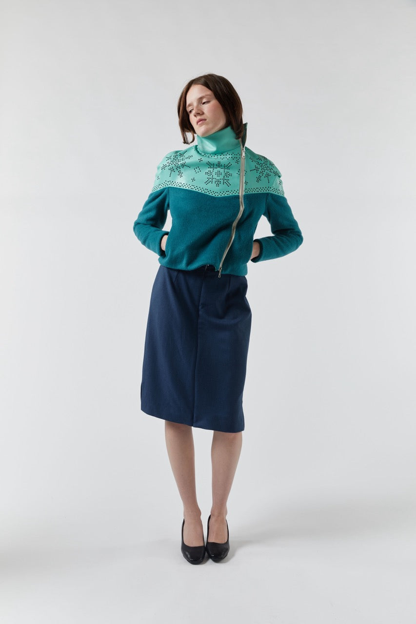 chöke Nordic Leather Jacket in teal