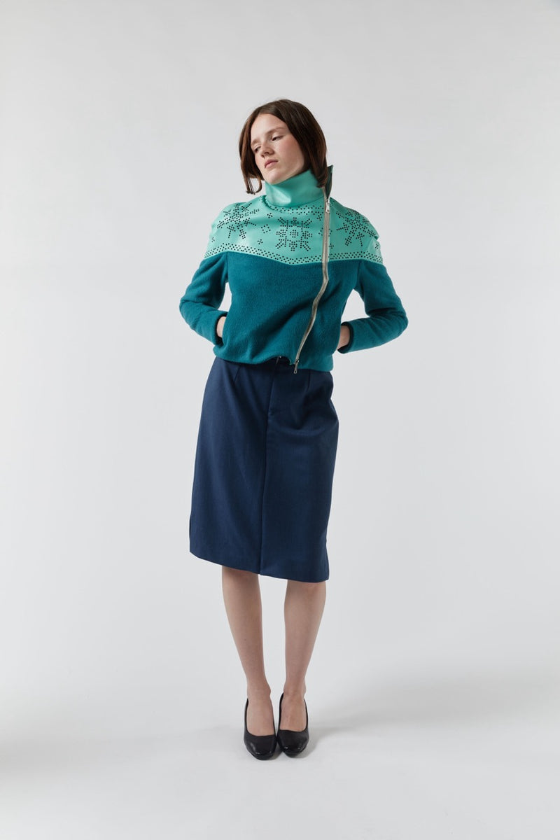 chöke Nordic Leather Jacket in teal alt