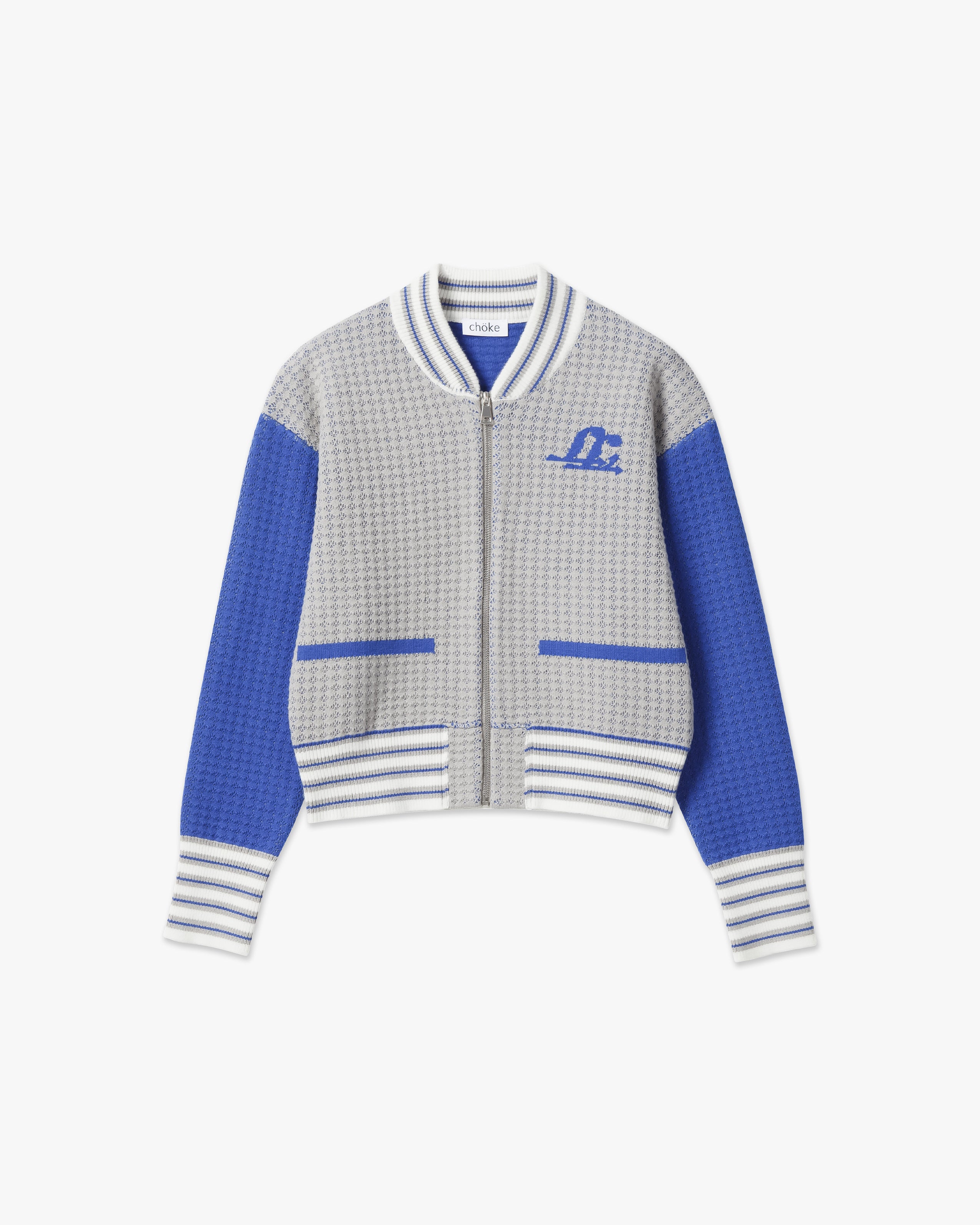 chöke varsity jacket in blue