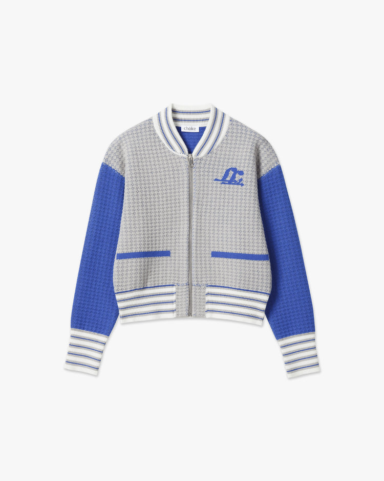 chöke varsity jacket in blue
